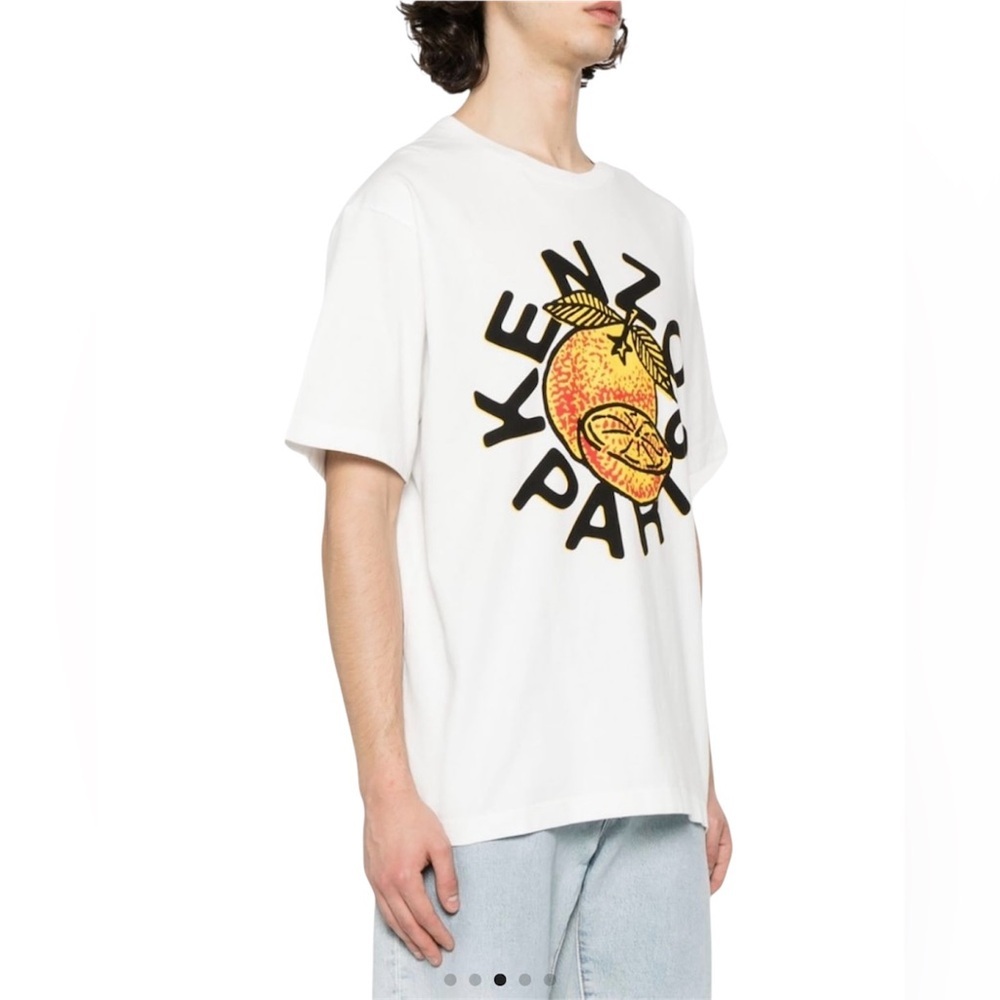 Kenzo Paris Nigo Big Orange Fruit Logo Cotton T-Shirt Off White M NWT